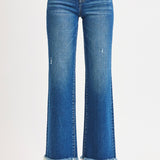 The Baylor Denim | Tummy Control Mid Rise Ankle Straight Fray Hem | RISEN