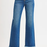 The Baylor Denim | Tummy Control Mid Rise Ankle Straight Fray Hem | RISEN