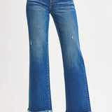 The Baylor Denim | Tummy Control Mid Rise Ankle Straight Fray Hem | RISEN