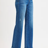 The Baylor Denim | Tummy Control Mid Rise Ankle Straight Fray Hem | RISEN
