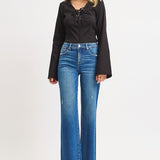 The Baylor Denim | Tummy Control Mid Rise Ankle Straight Fray Hem | RISEN