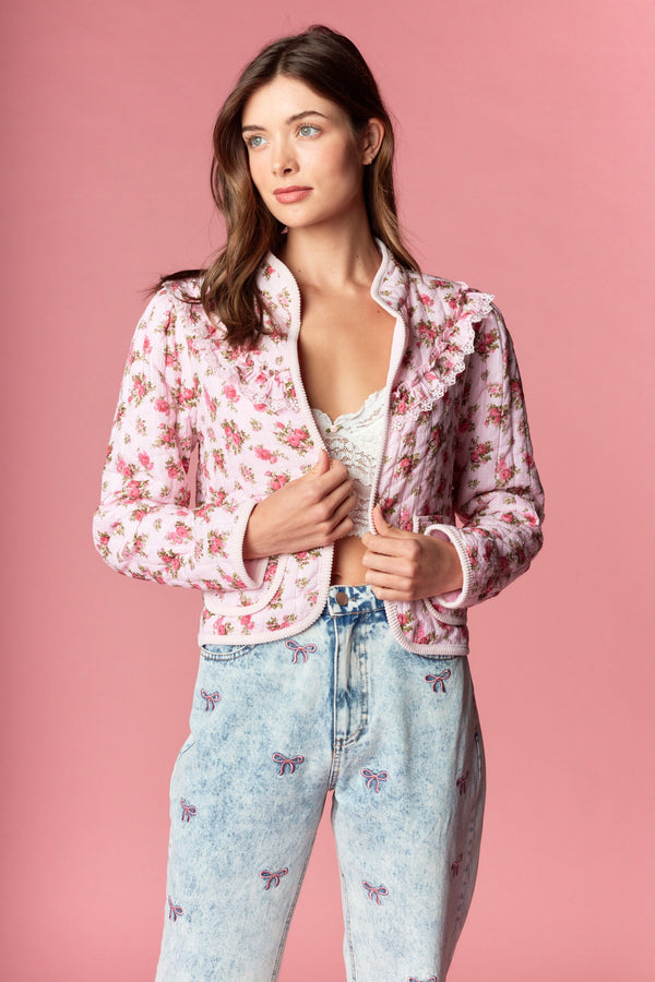 Rose Quilted Ruffle Jacket