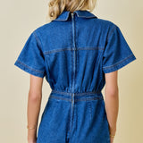 Heading Your Way Washed Denim Romper
