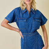 Heading Your Way Washed Denim Romper