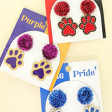 Game Day Paw Print Earrings