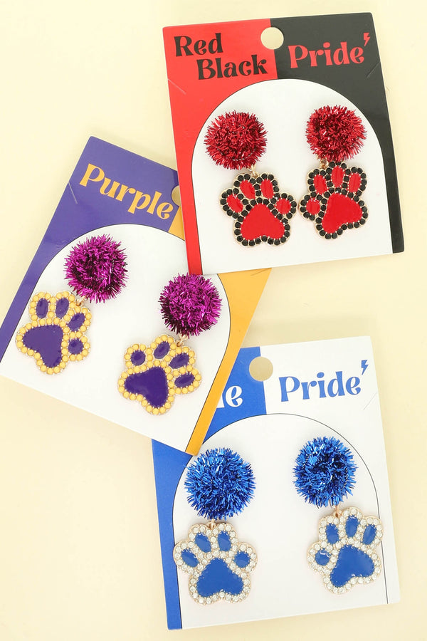 Game Day Paw Print Earrings