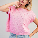 Always The One Diamond Knit  Pocket Sweater