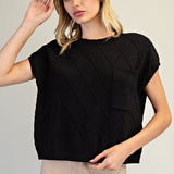 Always The One Diamond Knit  Pocket Sweater