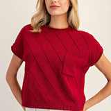 Always The One Diamond Knit  Pocket Sweater