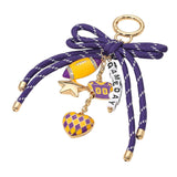 Football Game Day Beaded Rope Bow Keychain