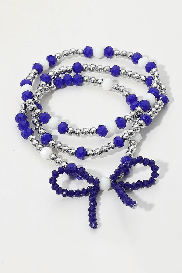 Sports Team Colored Bow Beaded Bracelets