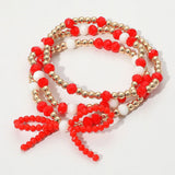 Sports Team Colored Bow Beaded Bracelets