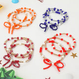 Sports Team Colored Bow Beaded Bracelets