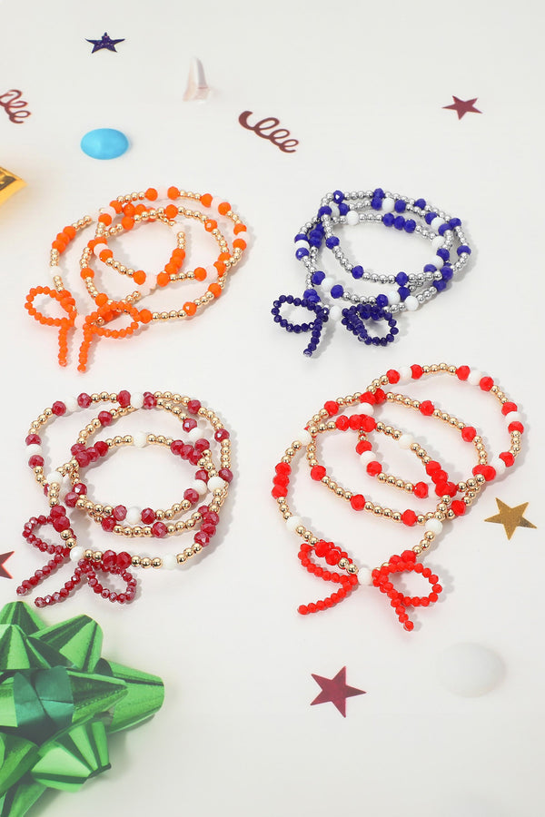 Sports Team Colored Bow Beaded Bracelets