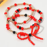 Sports Team Colored Bow Beaded Bracelets