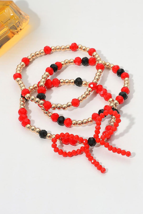 Sports Team Colored Bow Beaded Bracelets