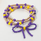 Sports Team Colored Bow Beaded Bracelets