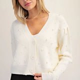 Perfect in Pearls | Embellished Long Sleeve Cardigan