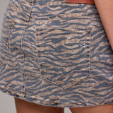Tiger Print Denim Skirt