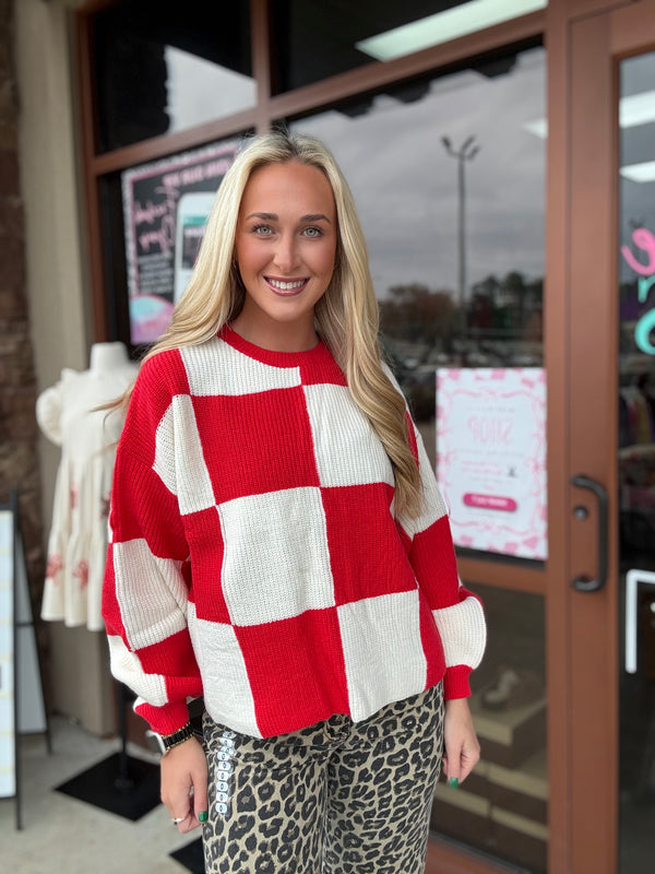 Red Checker Sweater