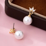 Cz Crystal Floral Pearl Drop Earrings | 80E61986