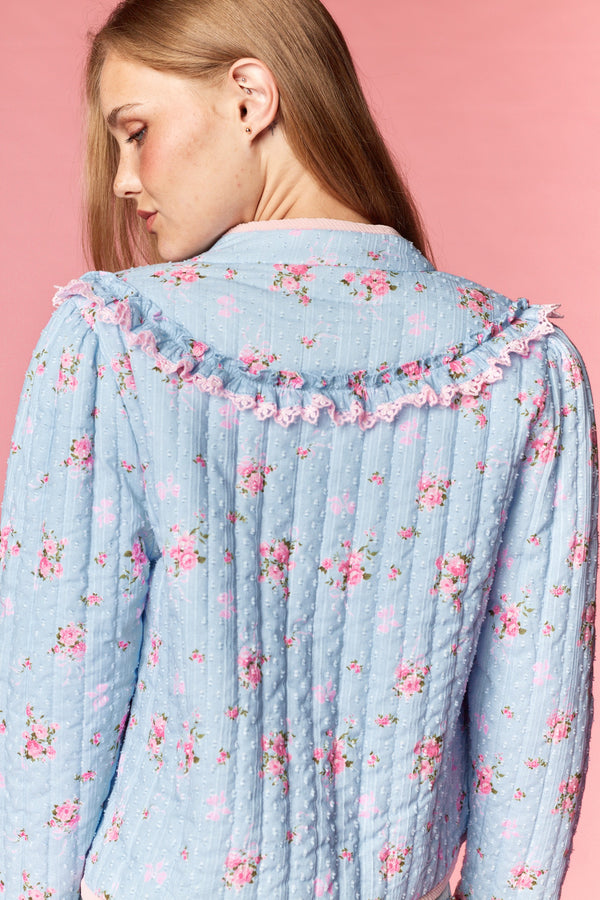 In My Dreams Floral Quilted Ruffle Jacket