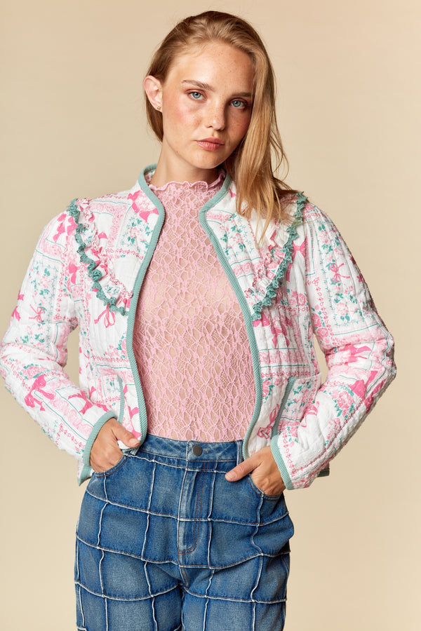 Beauty in Bows | Bow Patchwork Print Quilted Jacket