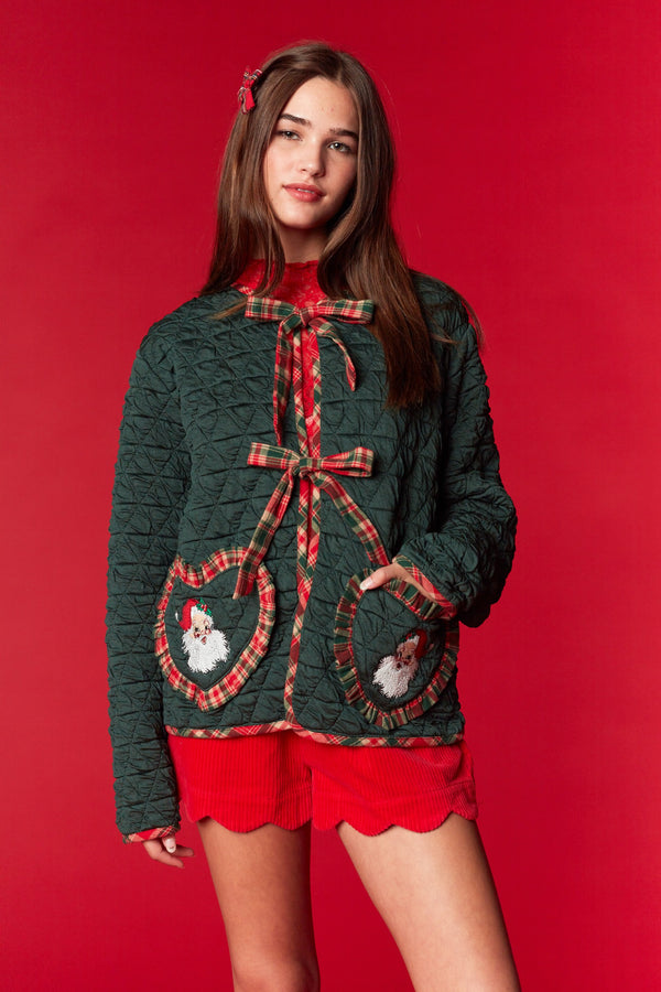 Quilted Santa Heart Jacket | Hunter Green