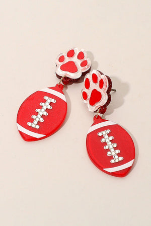 Football Paw Gameday Drop Earrings