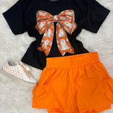 Ghost with Orange Bow Halloween Graphic Tee