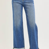 The Blair Denim | High Rise Relaxed Fit Ankle Straight Cuff | RISEN
