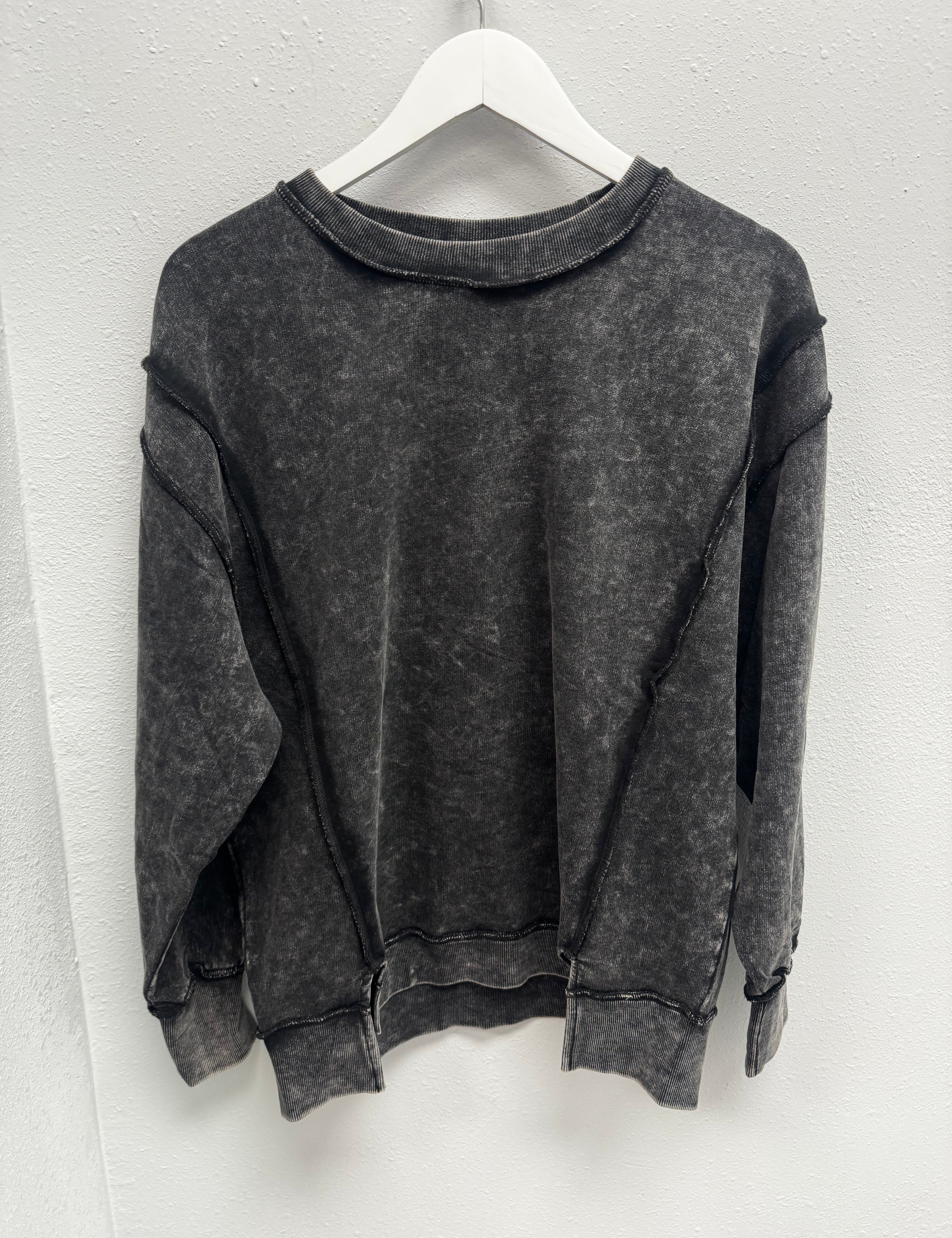 BLACK FRIDAY | Acid Wash F/terry Exposed-seam Sweatshirt TW-5249A