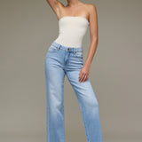 The Lauren | Medium Light Clean Stretch Classic Straight | HIDDEN DENIM