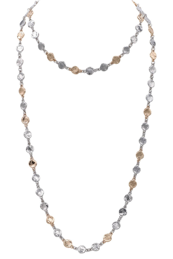 Hammered Disc Long Station Layering Necklace | 2 Options