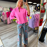 Blush Bloom Denim Pants