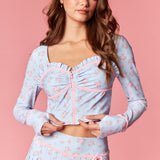 Floral Zip-up Crop Top & Pleated Skirt Set