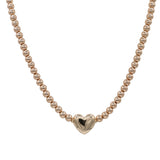 Heart Necklace With Texture Ball Chain