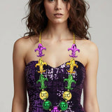 Bold Mardi Gras Fleur De Lis Statement Necklace