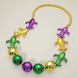 Bold Mardi Gras Fleur De Lis Statement Necklace