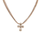 Statement Puffy Cross Pendant Layered Necklace