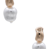 Bold Metal Cream Pearl Post Earrings
