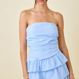 Sweet Skies Gingham Ruffle Dress
