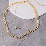 Pearl Disc Pendant Layered Chain Necklace Set