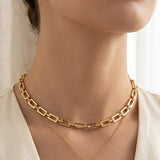 Pearl Disc Pendant Layered Chain Necklace Set