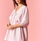 Dottie Days Denim Romper || Light Pink