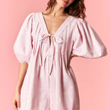 Dottie Days Denim Romper || Light Pink