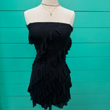 Black Ruffle Strapless Dress