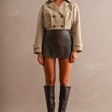 Faux Leather Polka Dot Skort
