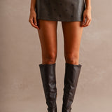 Faux Leather Polka Dot Skort