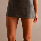 Faux Leather Polka Dot Skort